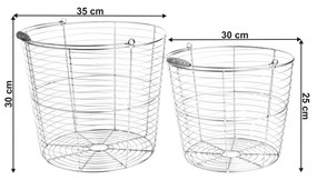 Set de 2 coşuri rotunde, metal argintiu, RUSLO