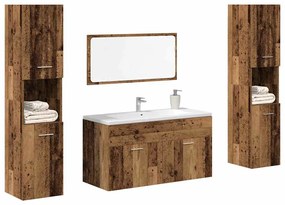 vidaXL Set mobilier de baie, 4 piese, lemn vechi, lemn prelucrat