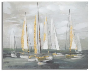 Mauro Ferretti Pictura Pe Pânză Barcă Aurie cm 100X2,8X80 | Aosom Romania
