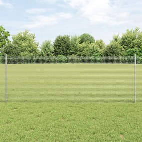 vidaXL Îngrădire cu stâlpi Argintiu 0.8 x 25 m Oțel