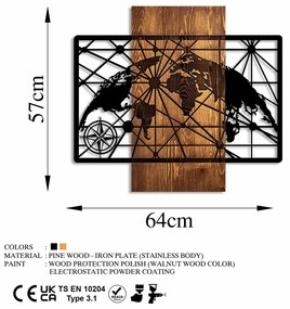 Accesoriu decorativ de perete din lemn World Map 5-M