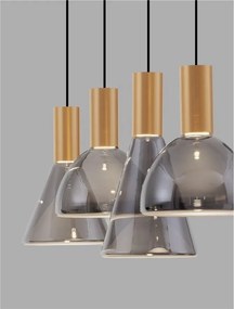 Lustra moderna cu 4 pendule LED, Metal, Sticla, Fumuriu, Voi
