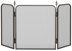 HOMCOM Paravan Pliant pentru Șemineu cu 3 Panouri, Paravan de Protecție din Metal, 96x1,3x56 cm, Negru | Aosom Romania