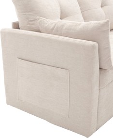 Canapea modulară în formă de L din catifea, canapea extensibilă rabatabilă convertibilă, cu spații de depozitare în scaune, Bej