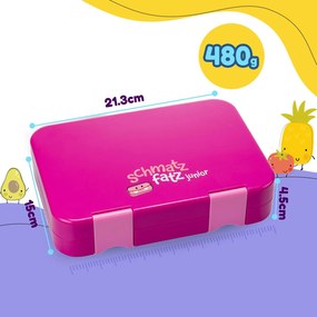 schmatzfatz junior, caserolă pentru gustare, 6 compartimente, 21,3 × 15 × 4,5 cm (L × Î × A)