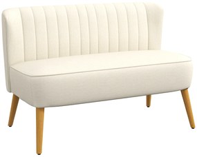 HOMCOM Canapea de 2 locuri, căptușeală moale, husă ușor de întreținut, până la 150 kg, 117 x 56,5 x 77 cm, crem | Aosom Romania