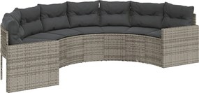 vidaXL Canapea de grădină cu perne semi-rotunde, gri, poliratan