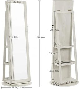 Dulap depozitare bijuterii cu oglinda 10, 38 x 38 x 161 cm