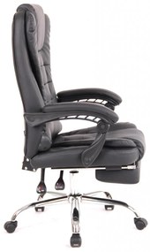 Scaun directorial, piele ecologică, suport picioare, reglabil, SIB 2270, Negru,