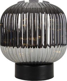 Lampă de masă Art Deco neagră cu sticlă fumurie, incl. cablu de lumină E27 - Karel