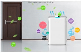 Purificator de aer cu umidificator 2in1 Oberon 488, Wi-Fi, 85W, Pana la 60 m², 488 m³/h, 8 viteze, Ionizare, Telecomandă, Ecran tactil, Wi-FI, Alb/Negru