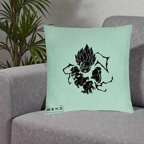 Perna Personalizata Dragon Ball Goku Super Saiyan Silueta, 40x40 cm, Verde Menta, Husa Detasabila, Perna Inclusa, BEKZ®