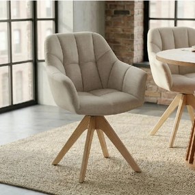 Scaun pivotant PAPILLON catifea bej/ stejar