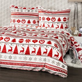 Lenjerie de pat de Crăciun din microflanel 4Home Christmas Time roșu, 160 x 200 cm, 70 x 80 cm, 160 x 200 cm, 70 x 80 cm