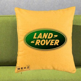 Perna Personalizata cu emblema Land Rover, 40x40 cm, Galben, Husa Detasabila, Perna Inclusa, BEKZ®