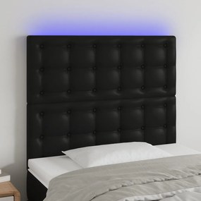 3122502 vidaXL Tăblie de pat cu LED, negru, 90x5x118/128 cm, catifea