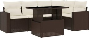 vidaXL Set canapele de grădină cu perne, 6 piese, maro, poliratan