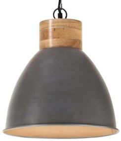 Lampa suspendata industriala, gri, 46 cm, lemn masivfier, E27 1, 46 cm, Gri, Gri