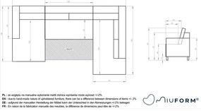Canapea extensibilă din catifea în formă de „U” cu șezlong pe partea dreaptă Miuform Stylish Stan, turcoaz