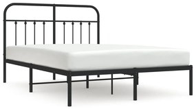 352578 vidaXL Cadru de pat metalic cu tăblie, negru, 140x190 cm
