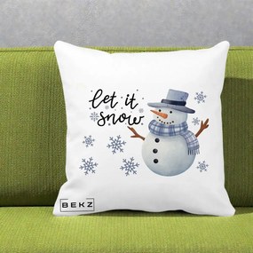 Perna Decorativa Let It Snow Om de Zapada, 40x40 cm, Alba Mata, Husa Detasabila, Perna Inclusa, BEKZ®