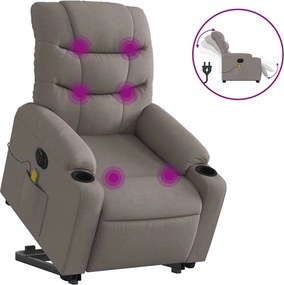 vidaXL Fotoliu electric masaj rabatabil cu ridicare, gri taupe, textil