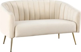 Canapea de design cu 2 locuri, ţesătură Velvet bej/gold crom-auriu, BAGY