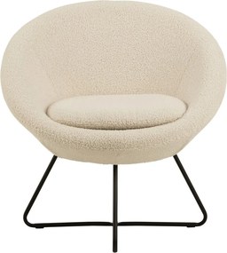 Fotoliu cu tapițerie din lână sintetică Actona Center, alb - crem