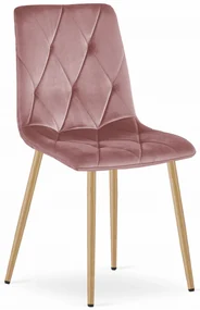 Scaun Bucatarie/Dining Fido Picioare Finisaj Lemn, Catifea Roz
