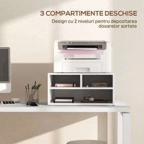HOMCOM Suport pentru Imprimantă cu 2 Niveluri, 47x40x27.5 cm, Alb | Aosom Romania