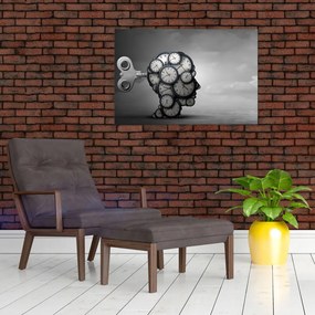 Tablou artistic cu cu cap și ceas (90x60 cm)