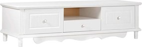 Comodă TV lemn masiv alb Elizabeth, 160 × 58 × 45 cm