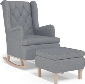 vidaXL Fotoliu balansoar cu taburet, gri deschis, material textil