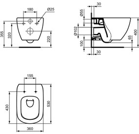 Vas wc suspendat Ideal Standard Tesi AquaBlade alb lucios cu capac inclus