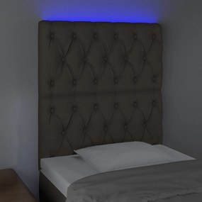 Tablie de pat cu LED, gri taupe, 80x7x118 128 cm, textil 1, Gri taupe, 80 x 7 x 118 128 cm