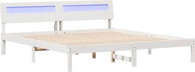vidaXL Cadru de pat cu headboard Alb 180 x 200 cm Lemn de pin masiv