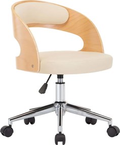 vidaXL Scaun de bucătărie pivotant crem lemn curbat și piele ecologică