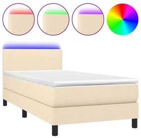 3132954 vidaXL Pat cu arcuri, saltea și LED, crem, 80x200 cm, textil