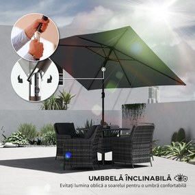 Outsunny umbrelă dreptunghiulară reglabilă balcon mare impermeabilă parasolar dreptunghiular portabil pentru exterior umbrele umbră soare oblong | Aosom Romania