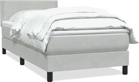 vidaXL Pat box spring cu saltea, gri deschis, 80x210 cm, catifea