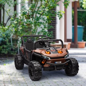 AIYAPLAY Mașină electrică pentru copii UTV buggy electric pentru copii cu telecomandă 2.4Ghz 2 motoare 103L x 69l x 59H cm maro | Aosom Romania