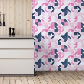 Tapet - Model geometric retro în tonuri de roz