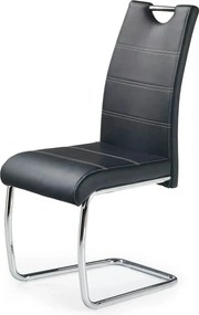 Scaun tapitat piele ecologica K211, negru/crom, 42x60x97 cm