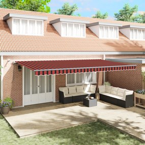 vidaXL Marchiza retractabilă automată cu LED portocalie și maro 600x350 cm