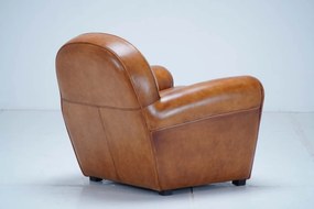 Fotoliu din piele naturala maro, "Club"
