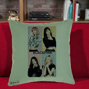 Perna Personalizata K-pop BLACKPINK Negru, 40x40 cm, Verde, Husa Detasabila, Perna Inclusa, BEKZ®