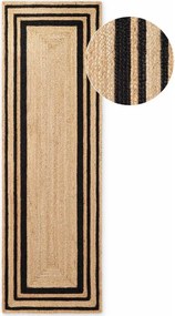 Covor tip traversă negru/în culoare naturală reversibil/țesut manual din iută 70x200 cm Jutta – Hanse Home