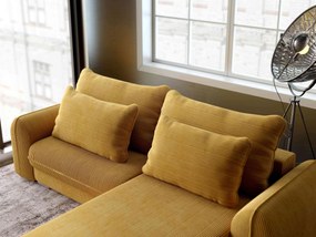 Colțar extensibil dumonde cu ladă de depozitare si sezut confortabil din spuma high-density, Denver Zoom Mustar 275x185 cm II