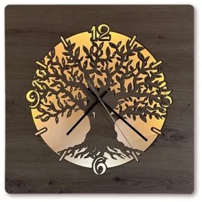 Li-Go 23537/DUB2 - Ceas LED reglabil, LED/10W/5V, 20000 mAh, 42x42 cm, stejar + telecomandă