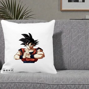 Perna Personalizata Dragon Ball Goku Portret Serios, 40x40 cm, Alba Mata, Husa Detasabila, Perna Inclusa, BEKZ®